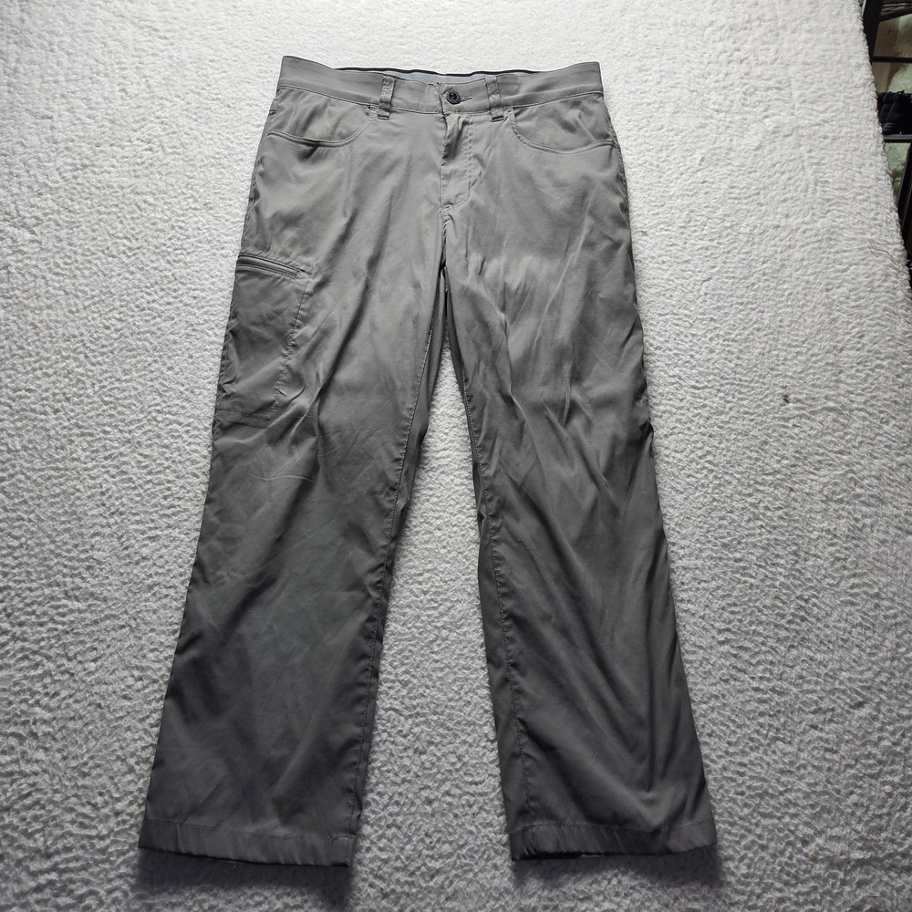 Orvis Pants Mens 32x26 Gray Stretch Nylon Cargo Flat Front Outdoor Hiking Casual